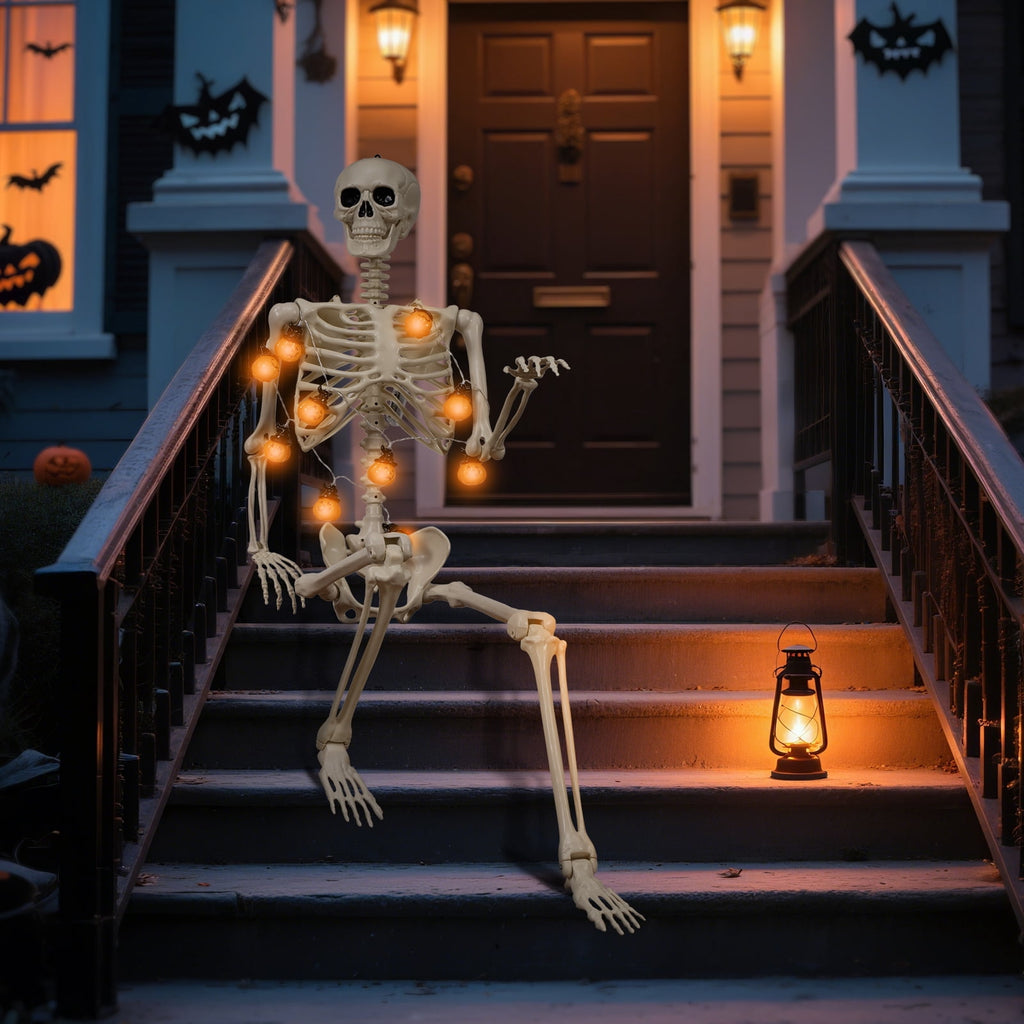 Haunt & Co 5.4 ft Halloween skeleton decoration, with movable joints, flexible skeleton for poses, scary skeleton suitable