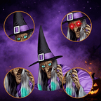 Haunt & Co Witch Decorations Halloween 6 FT Scary Flying Witch Decorations Animatronics Halloween Props with Scary Sounds and Lights Decorations for Outside Indoor Garden Yard
