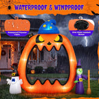 Haunt & Co 8.2ft Halloween Inflatable Pumpkins Photo Door with Ghost Witch Yard Party Outdoor Decorations with LED Lights