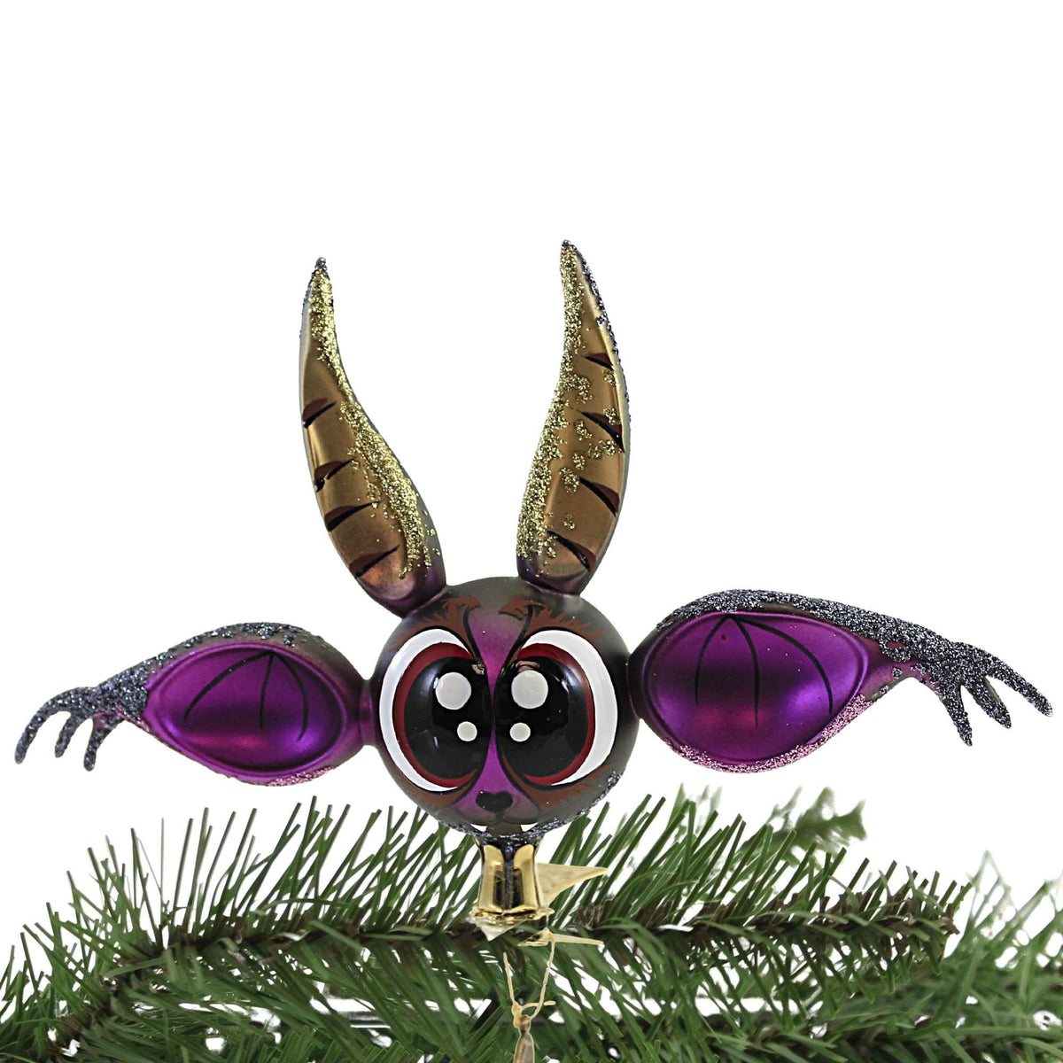 Haunt & Co Big Eyes Big Ears Clip On Bat - 1 Glass Ornament 4.25 Inch, Glass - Ornament Halloween Spooky 2022120