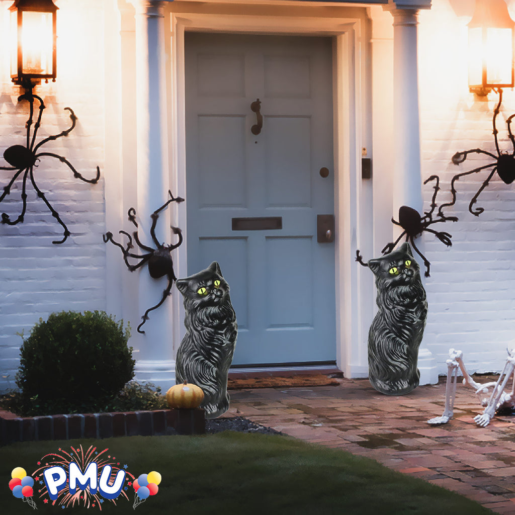 Haunt & Co PMU Halloween Black Cat - Blow Mold Plastic Cat Statue - Perfect Décor for Halloween, Home, Yard, Lawn, Garden, Indoor and Outdoor - Best