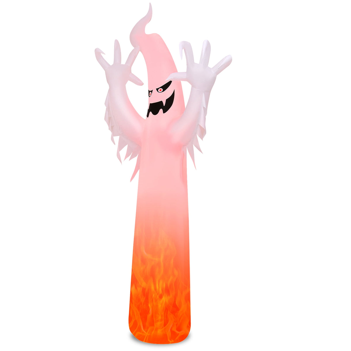 Haunt & Co Gymax 12ft Inflatable Halloween Ghost Blow Up Decoration w/ Built-in Flame Light