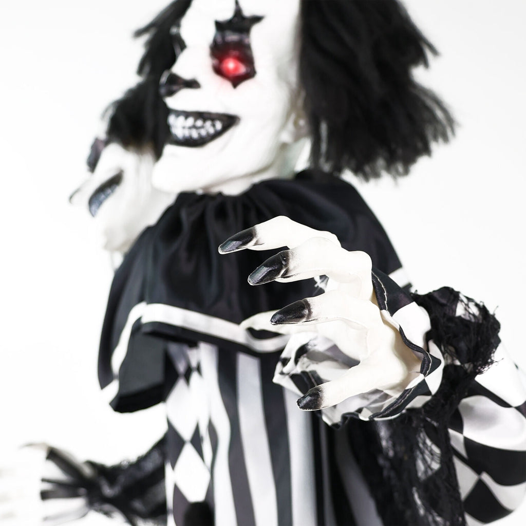Haunt & Co Lifesize 5.5 ft Animatronic Two-Headed Clown with Lights and Sound, Indoor/Outdoor