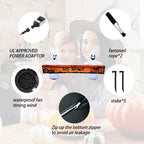 Haunt & Co Large Hallowee Inflatable-8FT White Ghosts with Orange Banner Print - Happy Halloween - LED Lights Outdoor Blow Up Decoration