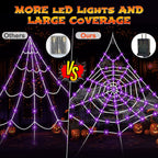 Haunt & Co HKKDKTA Halloween Spider Web Lights Decoration, 250 LED Giant Spider Web 16.4ft Light Up Halloween Web Lights