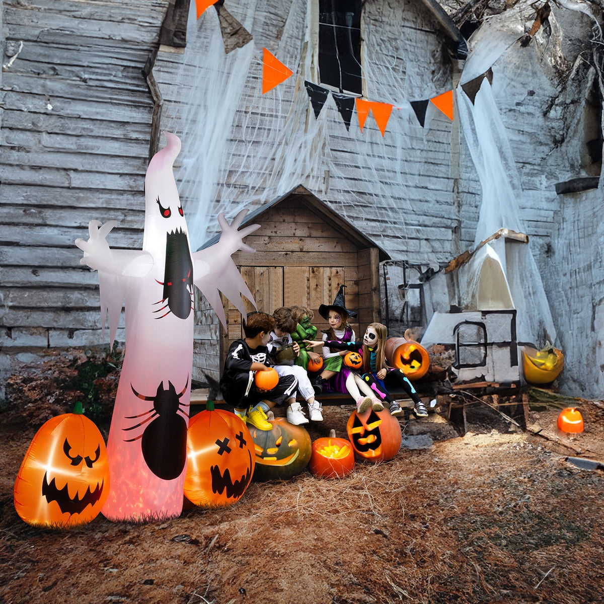 Haunt & Co 12 ' Halloween Ghost & Pumpkin Outdoor Halloween Inflatables