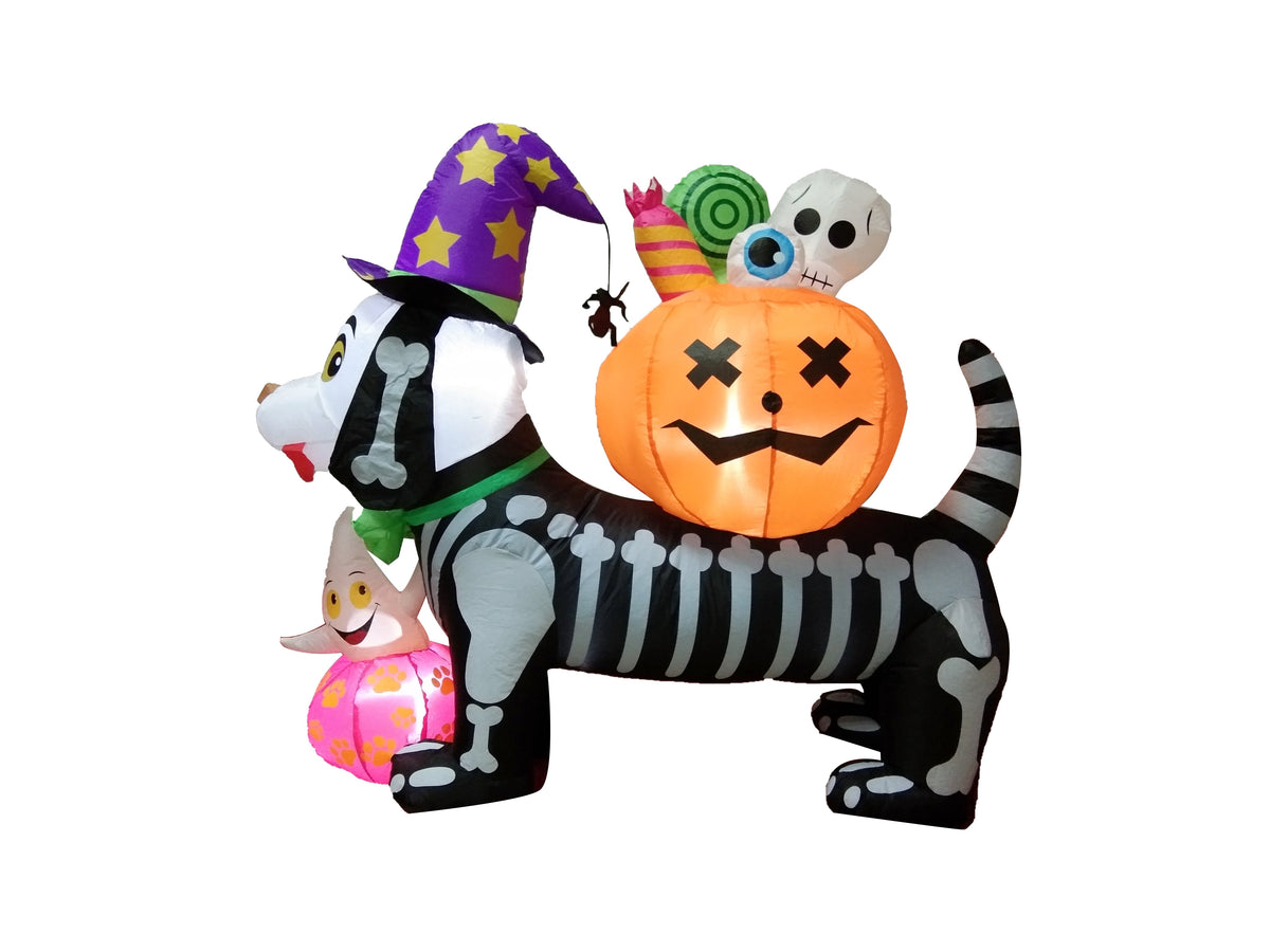 Haunt & Co 5FT Halloween LED Inflatable Skeleton Dog with Treats