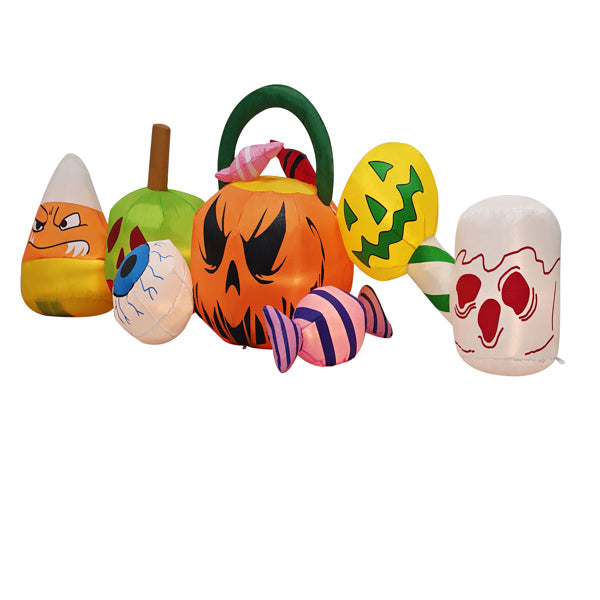 Haunt & Co 8FT Halloween Inflatable Pumpkin Ghost Scene, Waterproof Polyester, Quick Inflation with Stakes/Ropes