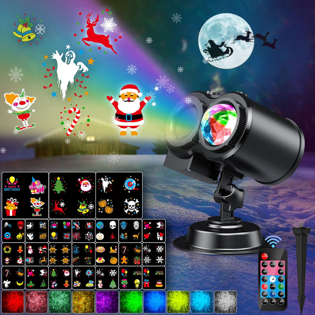 Haunt & Co Outdoor HD projector light, remote control 16 switchable modes, Christmas Halloween celebrations, birthdays, weddings and parties, waterproof light show