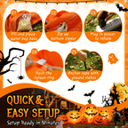 Haunt & Co 7.5 FT Long Halloween Inflatables Pumpkin Family Lighted,7 Pumpkins Blow Up Yard Decoration, Built-in LEDs, Stakes & Tethers Included