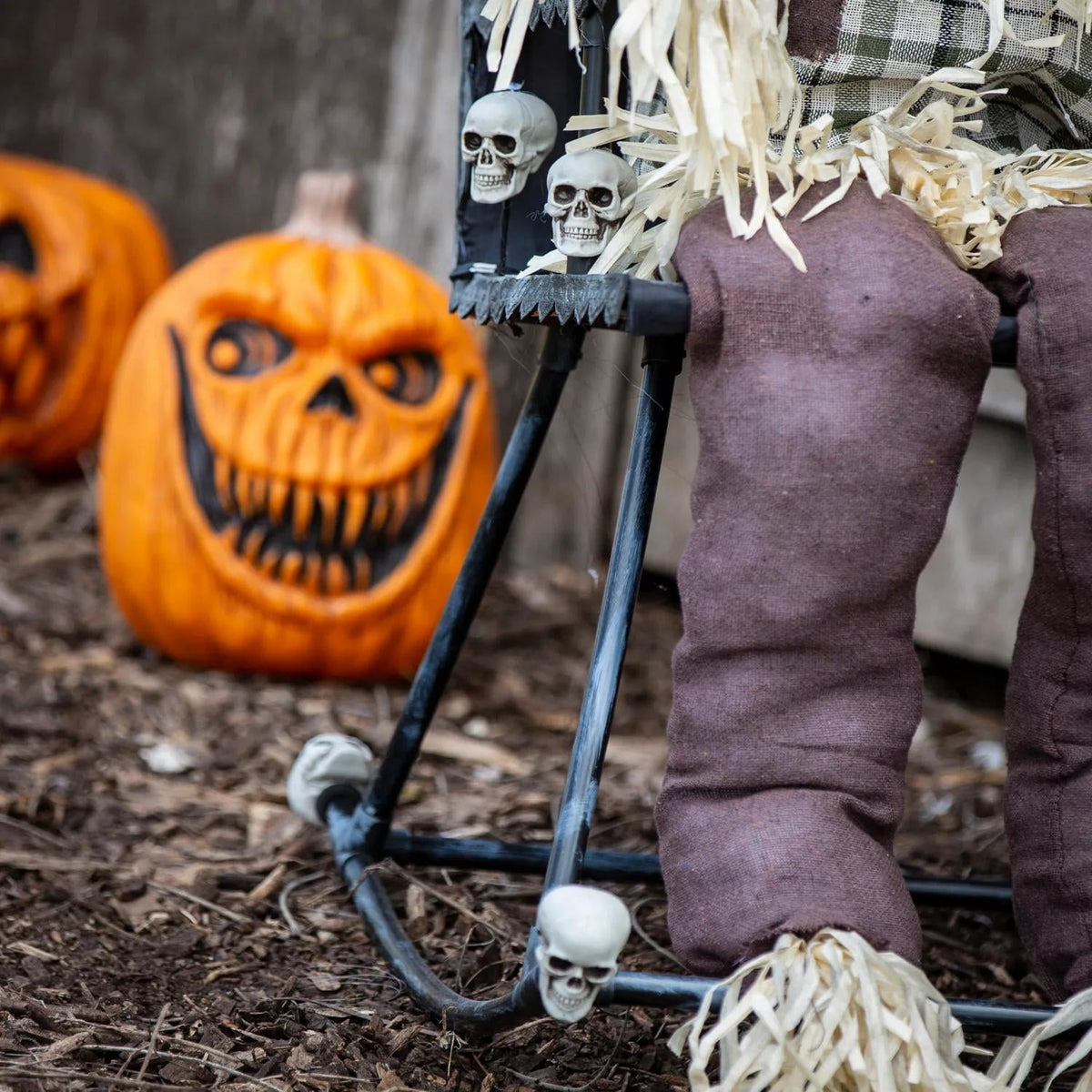 Haunt & Co 29 1/4" x 47 1/4" Animated Scarecrow on Rocking Chair