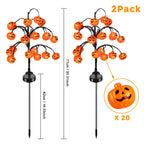 Haunt & Co 2 packs 40 LEDs Solar Halloween Pumpkin Stake Lights, 2 Modes Outdoor Waterproof , Solar Halloween Lights Stakes