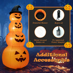 Haunt & Co Gymax 8 ft Inflatable Halloween Pumpkins Stack Holiday Decor w/ Built-in LED Lights