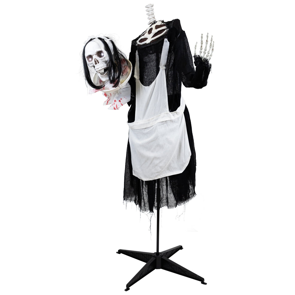 Haunt & Co 57" Animated LED Lighted Head-in-Hand Skeleton Maid