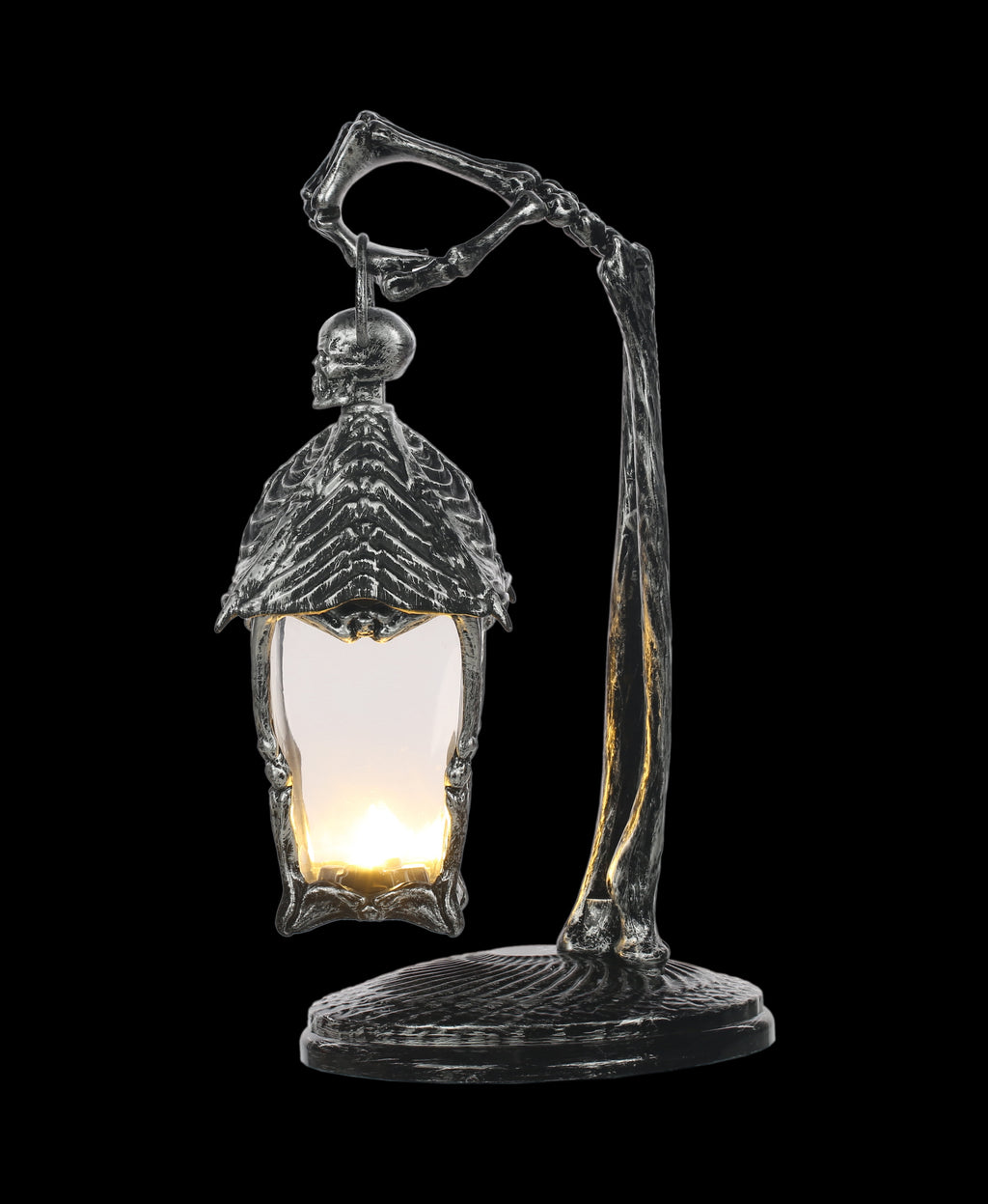 Haunt & Co Halloween Light Up Skeleton Lantern Tabletop or Hanging Wall Decoration