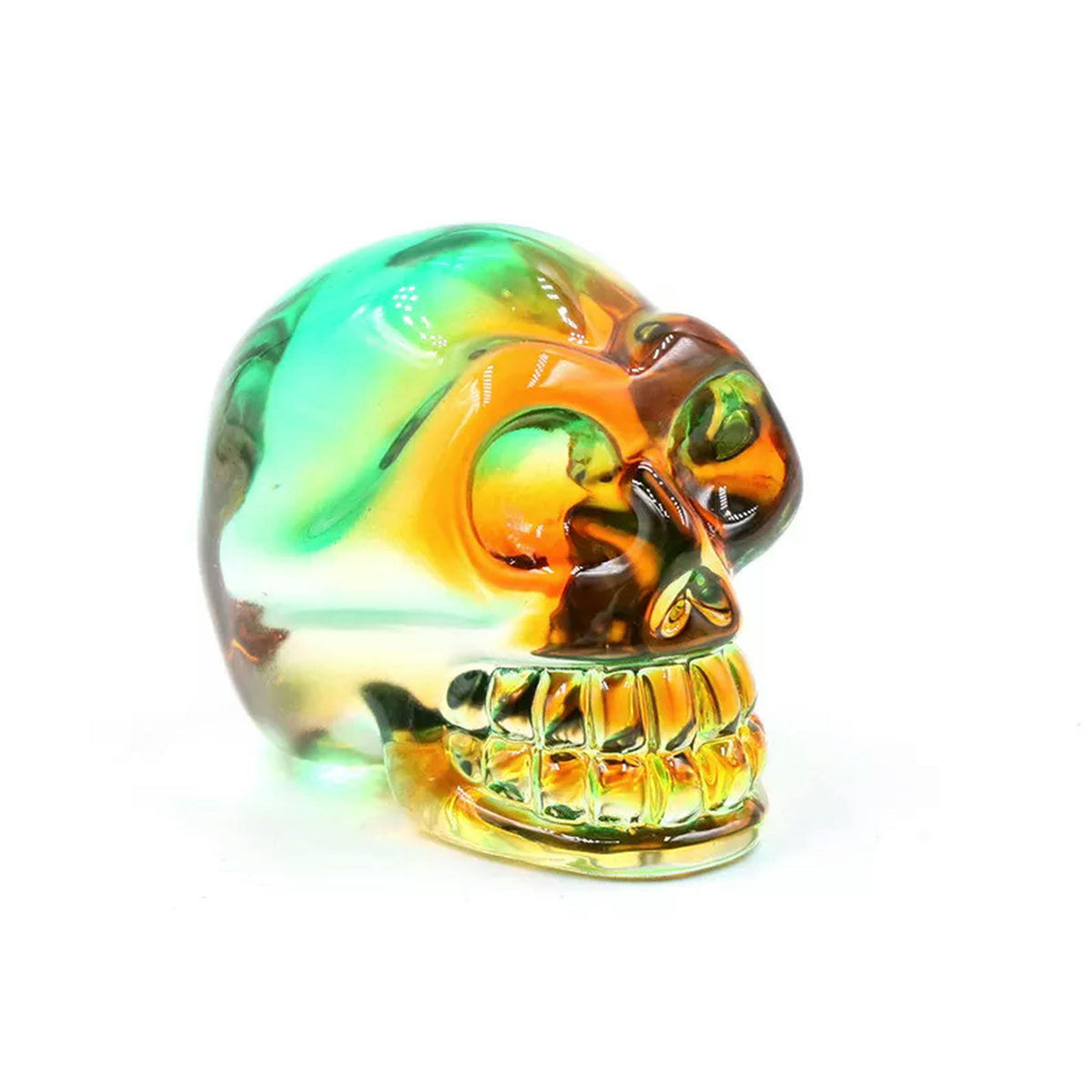 Haunt & Co HOOUN 8pcs 2inch Electroplated Multicolor Carved Skull Crystal Ornaments Halloween