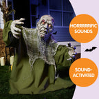 Haunt & Co Halloween Groundbreaker Animated Zombie with Crawling Creepy Animatronic Decorations with Movable Arms,Outdoor Scary