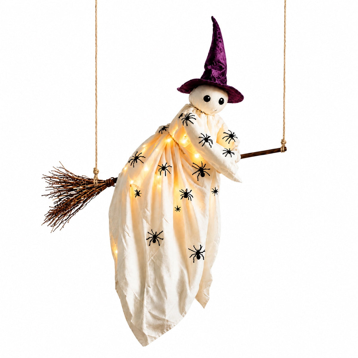Haunt & Co Halloween Flying Ghost Decorations, Large Hanging Ghost Ornament with Weather Resistant Design and Swinging Effect, Spooky Outdoor Yard Decor for Porch Tree Garden Party House Decoration-A