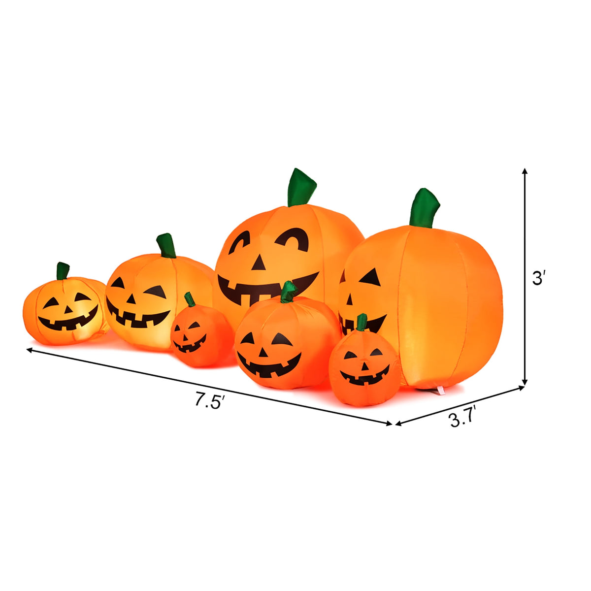 Haunt & Co Costway 7.5' Halloween Inflatable 7 Pumpkins Patch W/LED Light Outdoor Garden Decoration
