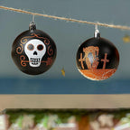 Haunt & Co Halloween Ornaments for Tree - 9 Pieces Spooky Gothic Hanging Pendant Balls, Shatterproof ABS Indoor Halloween Decorations for Hoe & Office Decorm