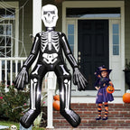 Haunt & Co Halloween Inflatables Outdoor Decorations, 10.5FT Sitting Skeleton Halloween Outdoor Inflatables Decorations Skeleton Blow Up Built in Lights Air Pump