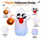 Haunt & Co 5FT Halloween Inflatable Ghost Holding Pumpkin Lantern, Light-Up Blow Up Outdoor Yard Decoration with RGB LED Lights