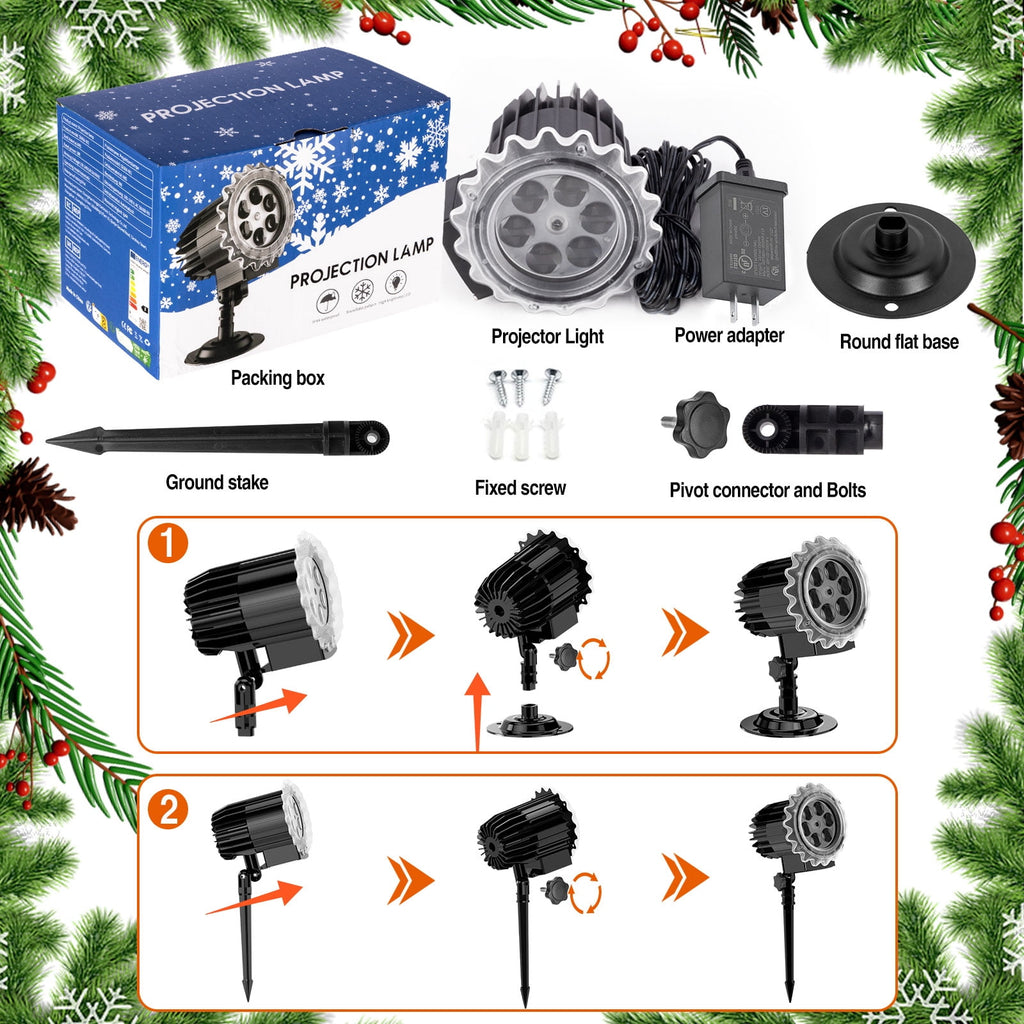 Haunt & Co Outdoor high brightness snowflake projection light, holiday decoration ambient light, Christmas Halloween laser light, light show, waterproof function, indoor home, Christmas, wedding Mother's Day
