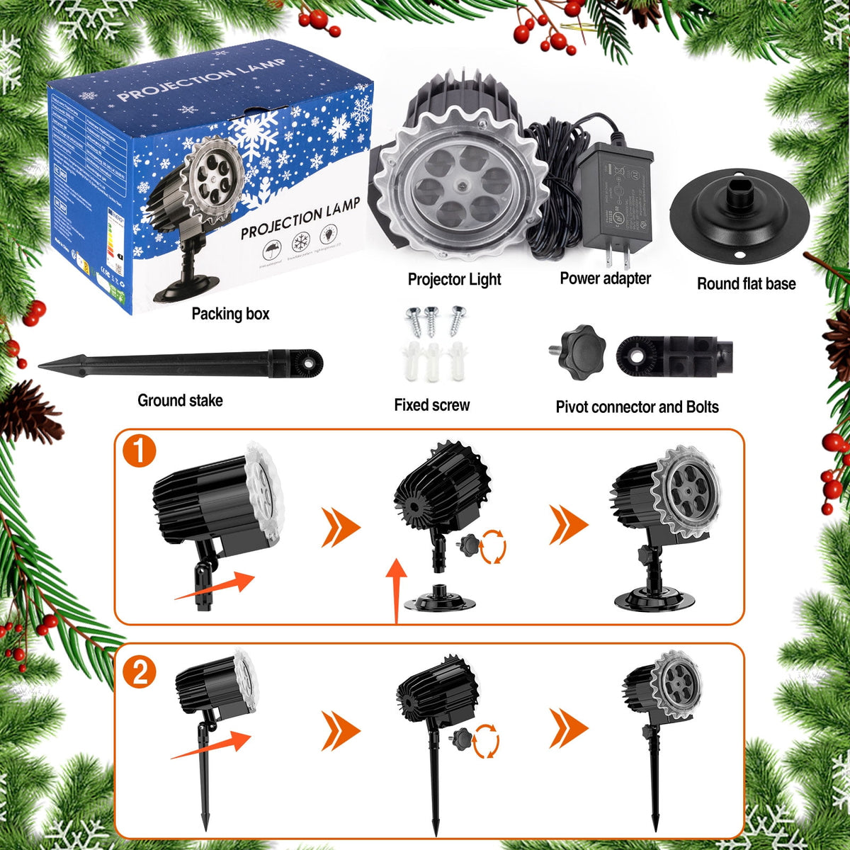 Haunt & Co Outdoor high brightness snowflake projection light, holiday decoration ambient light, Christmas Halloween laser light, light show, waterproof function, indoor home, Christmas, wedding Mother's Day