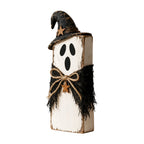 Haunt & Co PLLFRLRT Wooden Halloween Decorations Set Of 3 Fall Mantel Decor Ornaments Farmhouse Tabletop Signs with Witch Hat