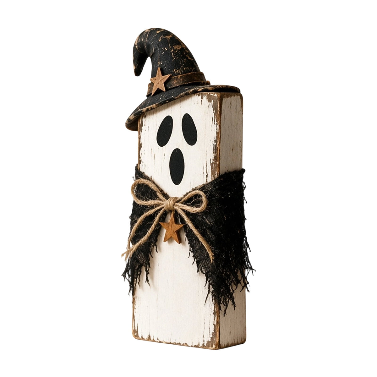 Haunt & Co PLLFRLRT Wooden Halloween Decorations Set Of 3 Fall Mantel Decor Ornaments Farmhouse Tabletop Signs with Witch Hat