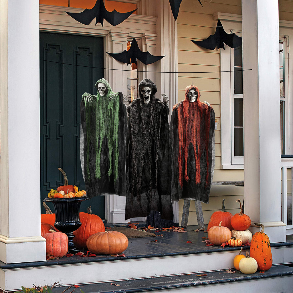 Haunt & Co 3 Pack Halloween Hanging Ghosts,Scary Skeleton Ghosts Grim Reapers Decorations for Halloween Indoor Outdoor Yard Home Decorations