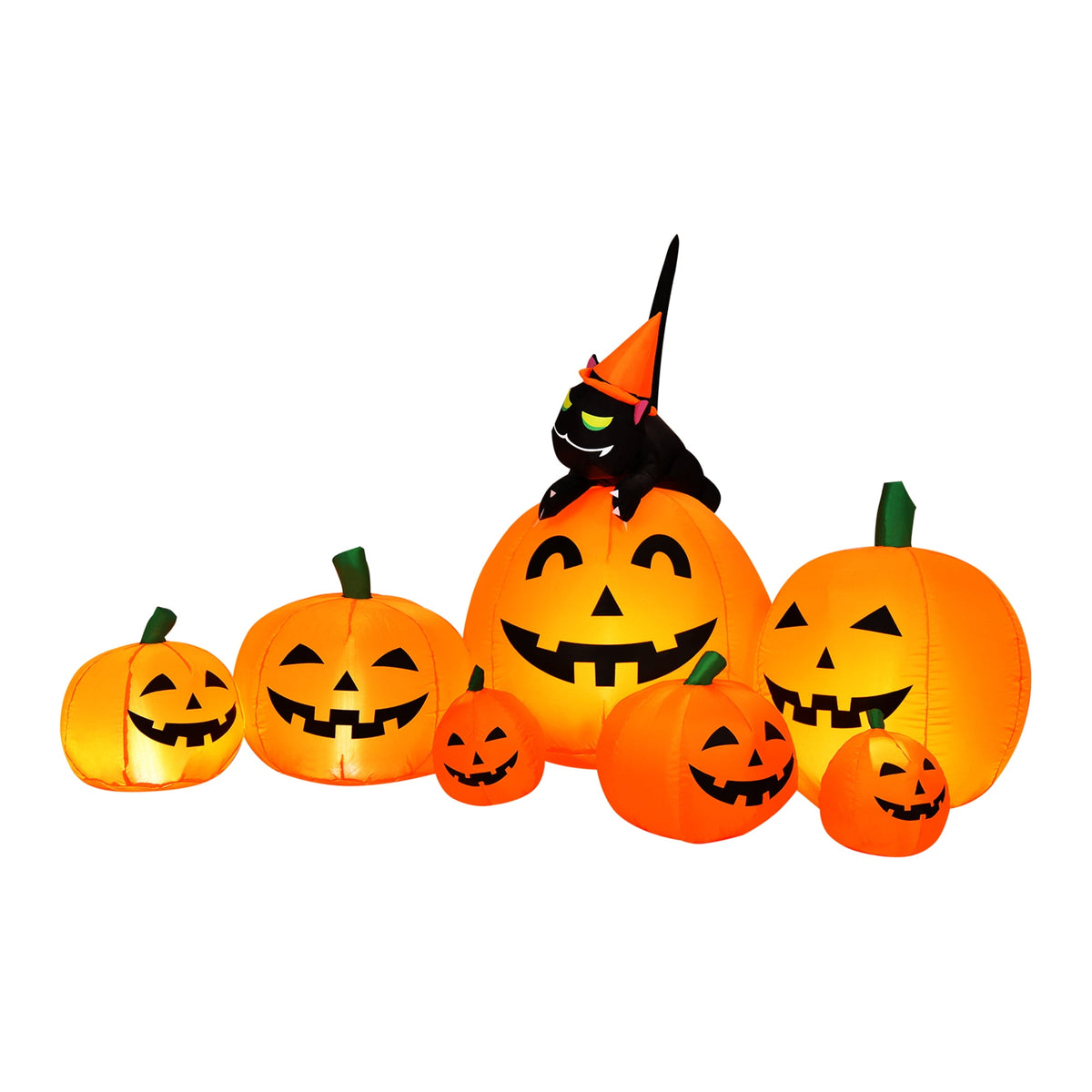 Haunt & Co Gymax Inflatable Pumpkin Combo 7.5ft Length w/ LED Lights