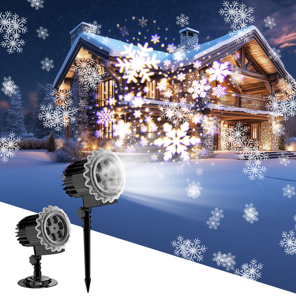 Haunt & Co Outdoor high brightness snowflake projection light, holiday decoration ambient light, Christmas Halloween laser light, light show, waterproof function, indoor home, Christmas, wedding Mother's Day