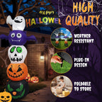 Haunt & Co 8.2' Halloween Inflatables Pumpkin Ghost Archway, Blow up Hallowee Decorations with Built-in LED Lights for Holiday