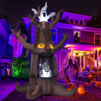 Haunt & Co Halloween Inflatables 9 FT Animated Halloween Tree Inflatables with Built-in LED lights, Scary Spooky Tree Inflatable with White Ghost, Outdoor for Halloween Holiday Party