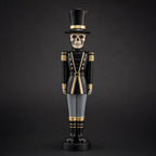 Haunt & Co 14" Resin Skeleton Nutcracker Figurine, Halloween Soldier Statue, Hand Painted Black Gold Nutcracker Ornament for Holiday Tabletop Decoration