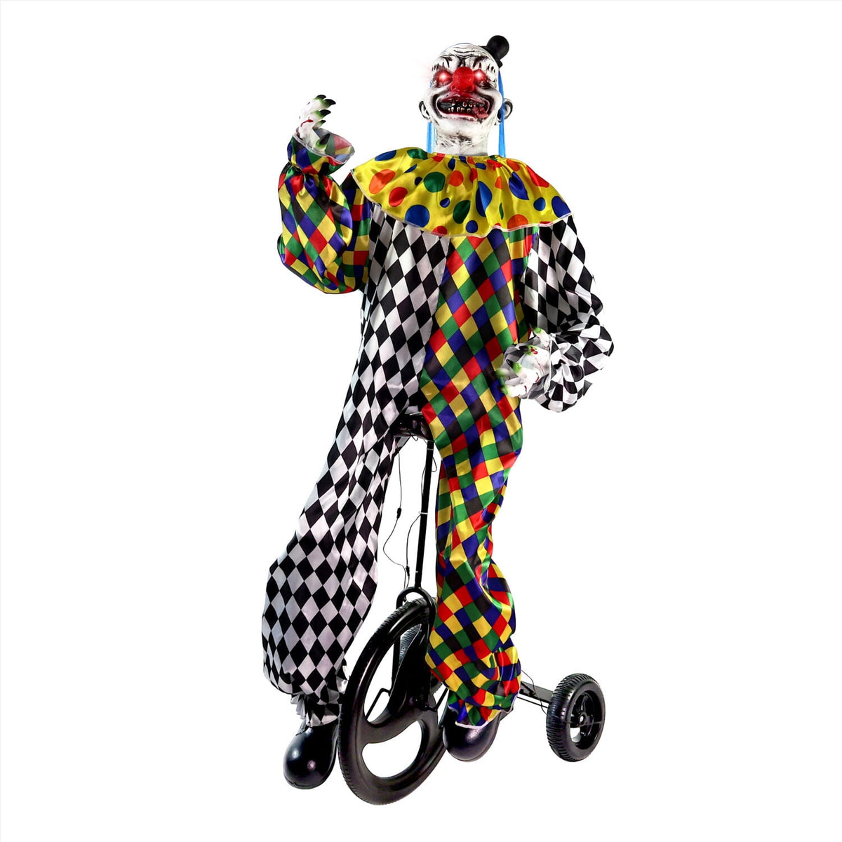 Haunt & Co 5.9 ft Voice & Sound-Sensor Clown on Tricycle Halloween Animatronic