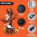 Haunt & Co 8 FT Halloween Inflatables Spooky Tree with Ghost,Pumpkin & Tombstone Tree Blow Up Decor with Built-in LED Lights