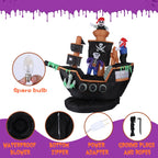 Haunt & Co 7 FT Halloween Inflatable Skeletons Ghosts on Pirate Ship Lights Decor Outdoor Indoor Holiday Decorations, Blow up Lighted Yard Decor, Giant Lawn Inflatables Home Family Outside Decor
