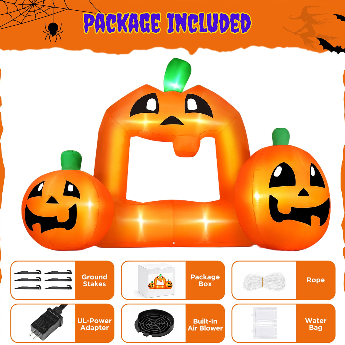 Haunt & Co 8.5FT Halloween Inflatable,Pumpkin Photo with Lights